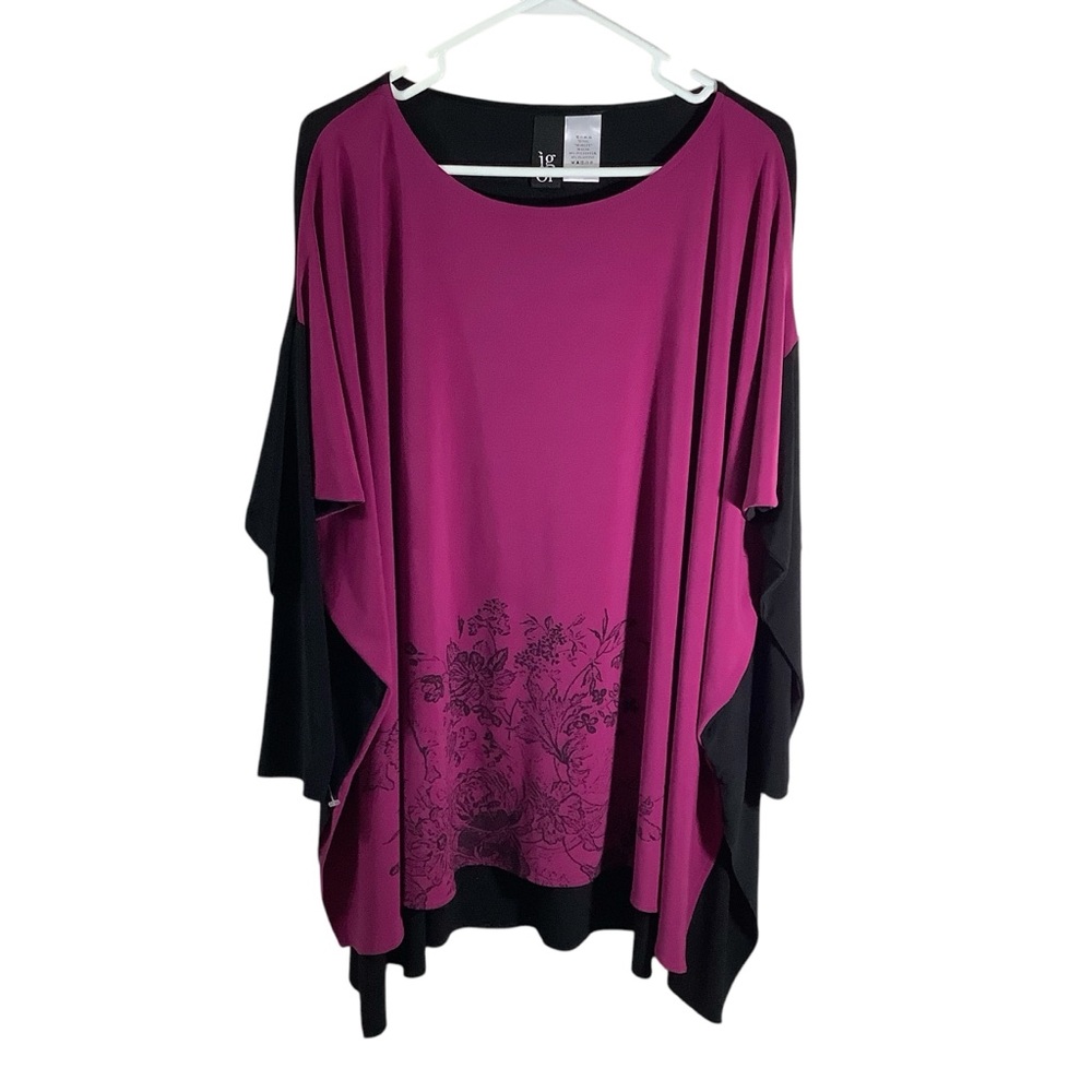 Igor Colorblock Tunic Marley Top Magenta Black Lagenlook